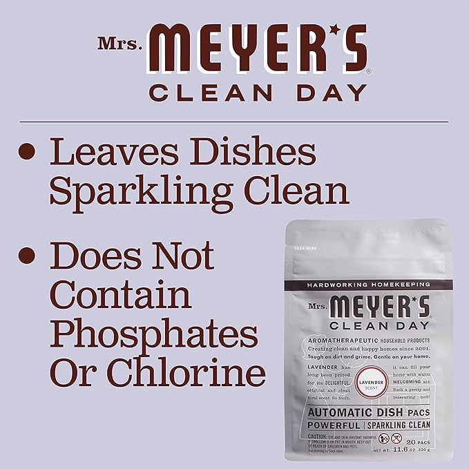 MRS. MEYER'S CLEAN DAY Automatic Dishwasher Pods, Lavender, 20 Count
