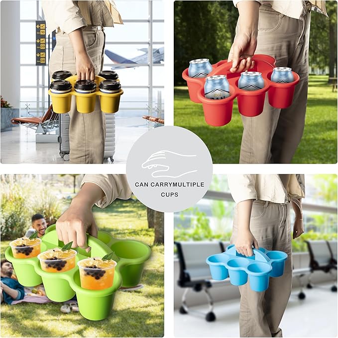 4 Pack Classroom Caddy For School,Kidsroom,Pencil Holder,Plastic Cup Caddy for Drink Delivery (Rainbow)