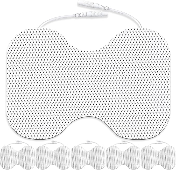 Tens Unit Electrode Pads for Shoulder Lower Back & Knee 4 * 6" Extra Large Butterfly TENS Pads Reusable Electrode Pads Compatible with TENS 7000, AUVON, 2mm Pin Connector- 6 Pcs