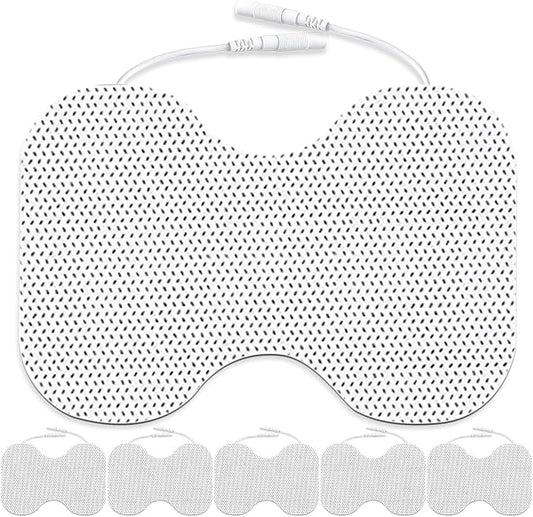 Tens Unit Electrode Pads for Shoulder Lower Back & Knee 4 * 6" Extra Large Butterfly TENS Pads Reusable Electrode Pads Compatible with TENS 7000, AUVON, 2mm Pin Connector- 6 Pcs