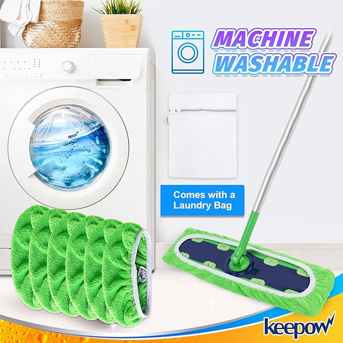KEEPOW 8 Pack Reusable Mop Refill Pads Replacement Compatible with Swiffer XL Wet Pads Refills,Wet Pads Refill XL for Hardwood Floor Cleaning