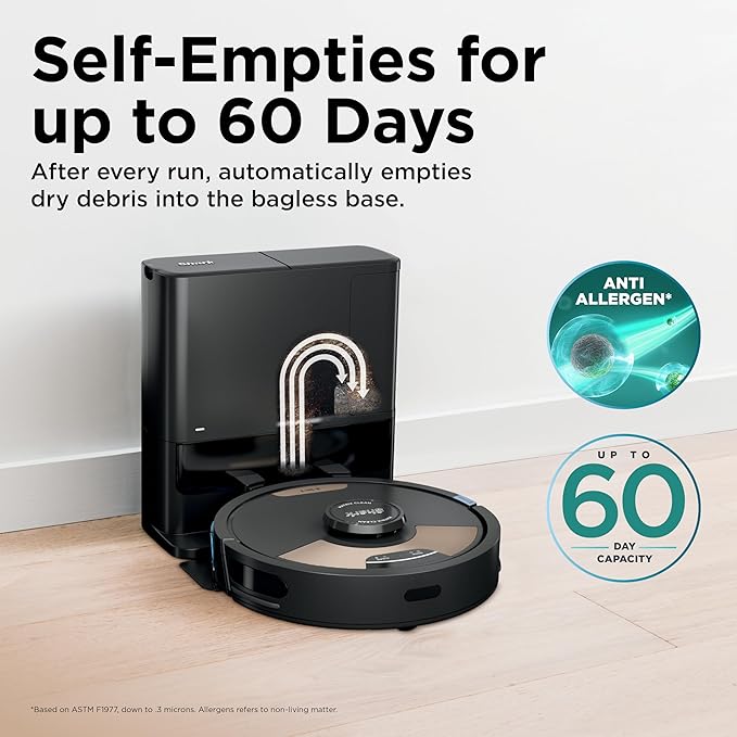 Shark Matrix Plus 2in1 Robot Vacuum & Mop with Sonic Mopping, Matrix Clean, Home Mapping, HEPA Bagless Self Empty Base, CleanEdge, for Pet Hair, WiFi, Compatible with Alexa, Black/Gold (AV2613WA)