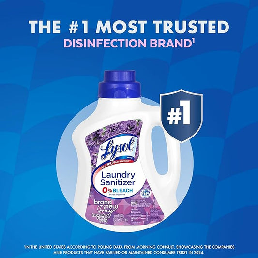 Lysol Disinfectant Laundry Sanitizer & Scent Booster, Laundry Detergent Additive, Color Safe Bleach Alternative, Laundry Odor Eliminator, Kills Bacteria & Viruses, Lavender Scent, 90 Fl Oz