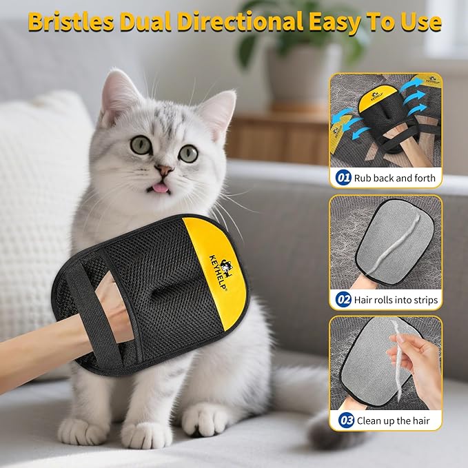 2PCS Pet Hair Removal Glove for Dogs & Cats, Newly Upgraded Reusable Electrostatic Pet Hair Gloves, Pet Hair Remover Tool for Clothing, Couch, Bed, Carpet, Car Seat
