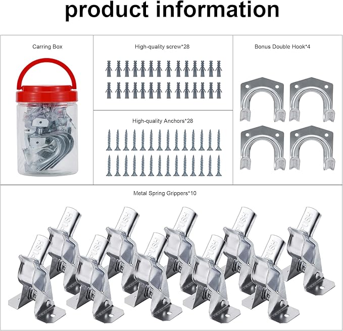 Sinoer Shovel holder, Mop and Broom Holder Heavy Duty Metal Wall Mounted Broom Utility Hooks Tool Hanger for Warehouse, Garden,Sheds,Garage -14PACK