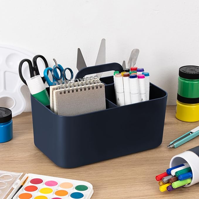 Tiawudi 2 Pack Caddy Organizer with Handle, Portable Plastic Caddy, Storage Organization for Cleaning, Bath, Makeup, Art, Craft, Stationery, Classroom and Office, Tote Organizer