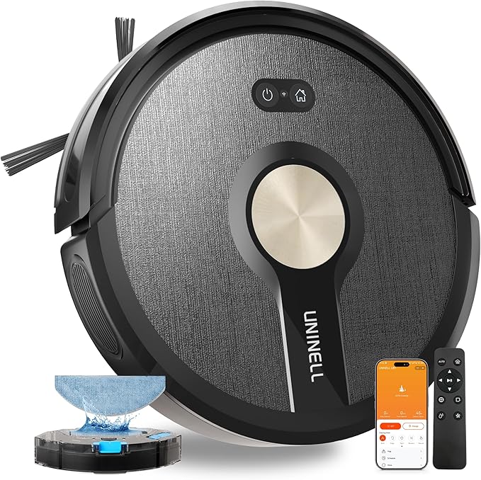 Robot Vacuum and Mop Combo,5000Pa Robotic Vacuum Cleaner,180mins Runtime Vacuum Robot with App/Remote/Alexa Control, Ideal for Hard Floor/Carpet/Pet Hair, Self-Charge,Schedule Clean(UR1)