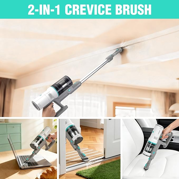HAUSHOF Cordless Vacuum Cleaner with Auto Empty Station, 250W Motor, HEPA Filter, Anti-Tangle Brushroll, Stick Vacuum for Pet Hair, Hardwood Floors, Carpets