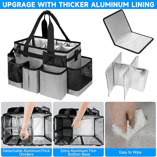 Cleaning Caddy Bag, Cleaning Supplies Organizer for Housekeepers, Housekeeping Caddy with Handle and Detachable Padded Cushion, Gray