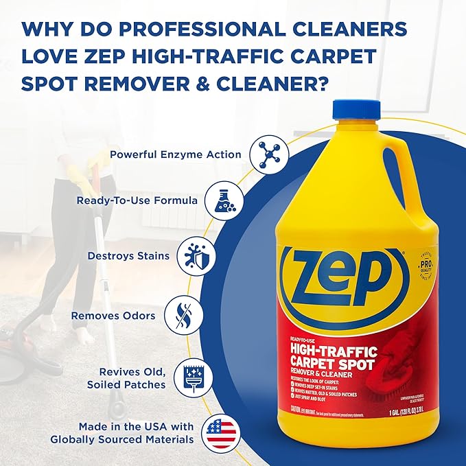 Zep High Traffic Carpet Cleaner - 1 Gallon - Penetrating Formula Removes Deep Stains. Make High-Traffic Areas Look New Again