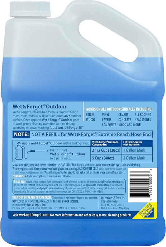 Wet & Forget Moss, Mold, Mildew, & Algae Stain Remover Multi-Surface Outdoor Cleaner Concentrate, Original, 128 Fluid Ounces