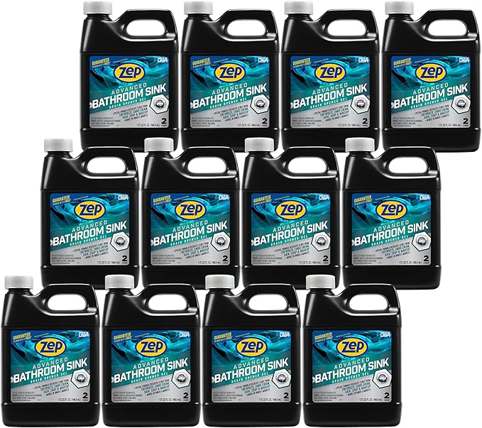 Zep Advanced Bathroom Sink Drain Opener Gel - 32 oz - U49310 - Formulated for Toothpaste, Shave Cream, Hair, Soap and Makeup (32 oz, 12)