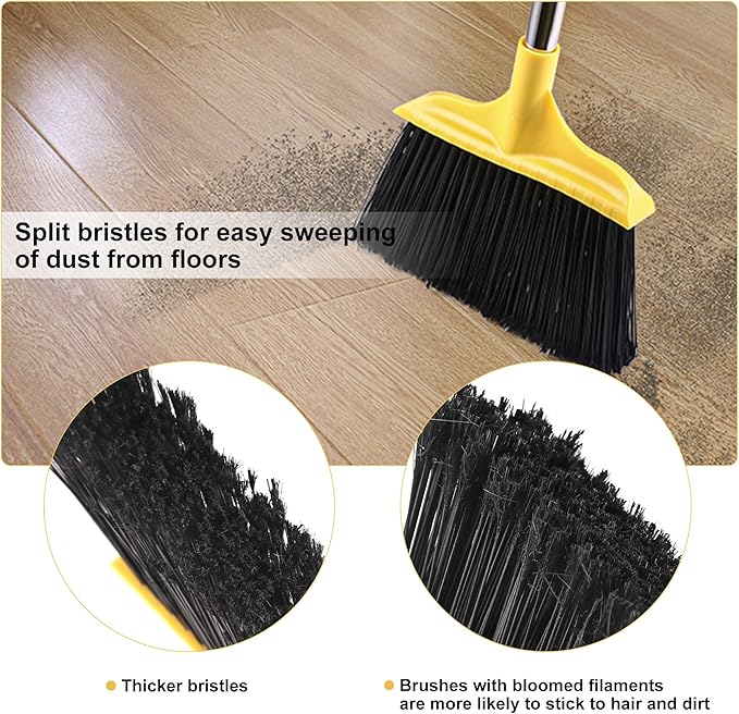 3 Pack Outdoor Heavy Duty Broom 59 Inch - Commercial Grade for Patio, Garage, Restaurant, Lobby, Mall, Market, Office, Kitchen, Driveway, and Warehouse Cleanup