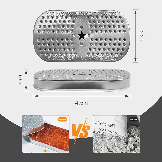 Pistol/Gun/Ammo Case Safe Dehumidifier Silica Gel with Rechargeable Beads, Compact Design and Various Sizes for Vault Humidity Control and Rust Prevention (2pcs)