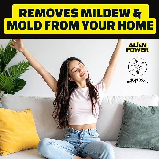 Alien Power Stain Remover Spray for Mold & Mildew, for Bathroom & Household Surfaces, All Purpose No-Scrub Cleaner for Tiles, Wall, Grout & Washing Machines - 3 Packet Set (Makes 72 Fl Oz)