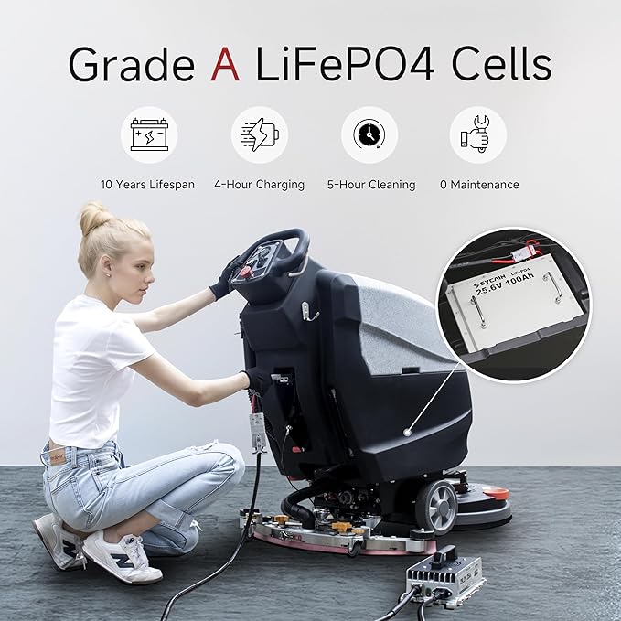 AF2013 Walk-Behind Floor Scrubber, 20" Path, 5H Runtime, 34,000 ft²/h Efficiency, Lithium Battery, Built for Long-Term Value, Lightweight & Easy to Operate, Quiet for Schools, Stores & Offices