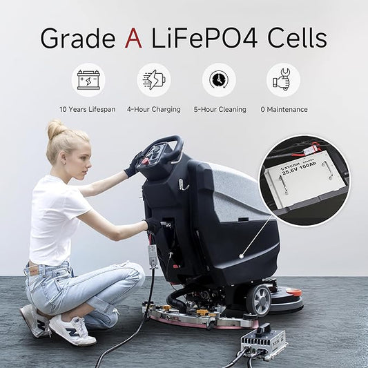 AF2013 Walk-Behind Floor Scrubber, 20" Path, 5H Runtime, 34,000 ft²/h Efficiency, Lithium Battery, Built for Long-Term Value, Lightweight & Easy to Operate, Quiet for Schools, Stores & Offices