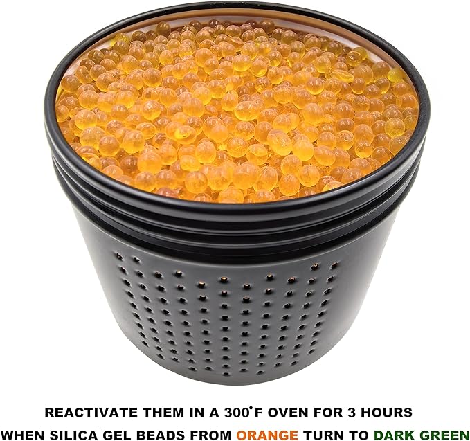 Gun Safe Dehumidifier 200g - Silica Gel Desiccant Canister, Moisture Absorber for Gun Cabinets & Safes, Protect 80 Cubic Feet, Black, Aluminum Shell