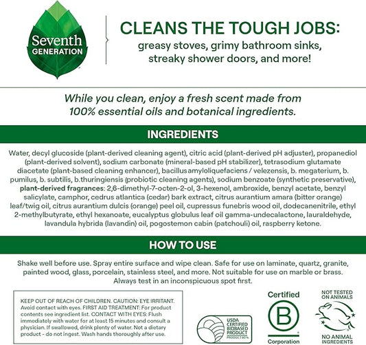 Seventh Generation Ultra Deep Probiotic Multi Surface Cleaner, 9.4 Fl Oz, Fresh Breeze, 80% USDA Biobased All Purpose Cleaning Spray, Breaks Down Tough Grease & Grime, Safe for Kids & Pets