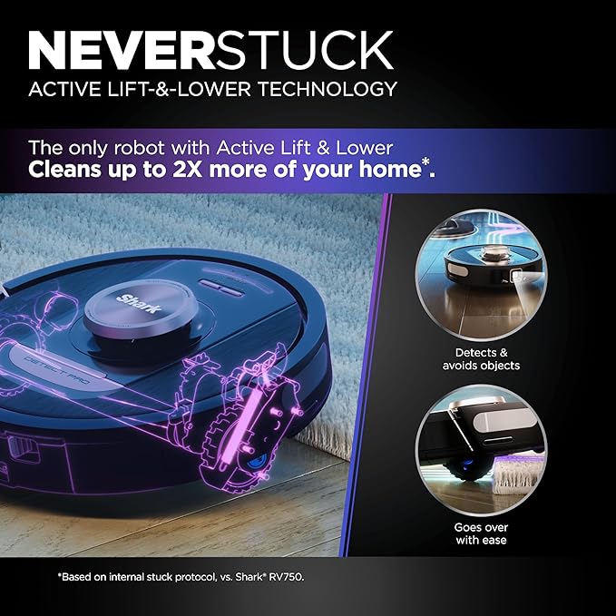 Shark RV2820AE Detect Pro Self-Empty Robot Vacuum, XL 60-Day HEPA Base, Best for Pet Hair, Smart Home Mapping, LiDAR Navigation (Renewed)