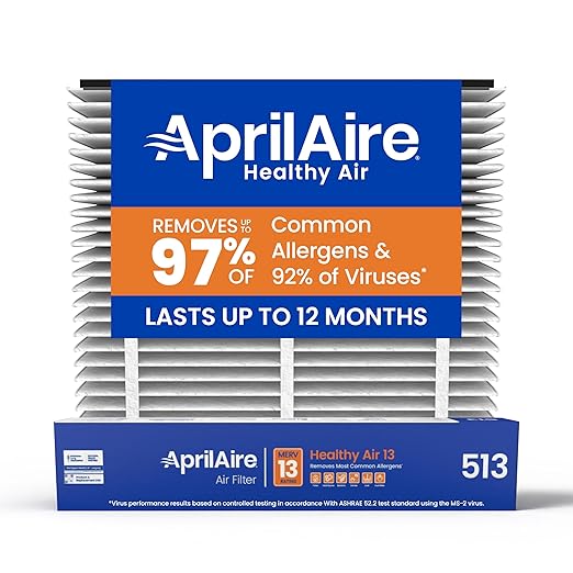 AprilAire 513 Replacement Filter for AprilAire Whole House Air Purifiers - MERV 13, Healthy Home Allergy, 31x28x4 Air Filter (Pack of 1)