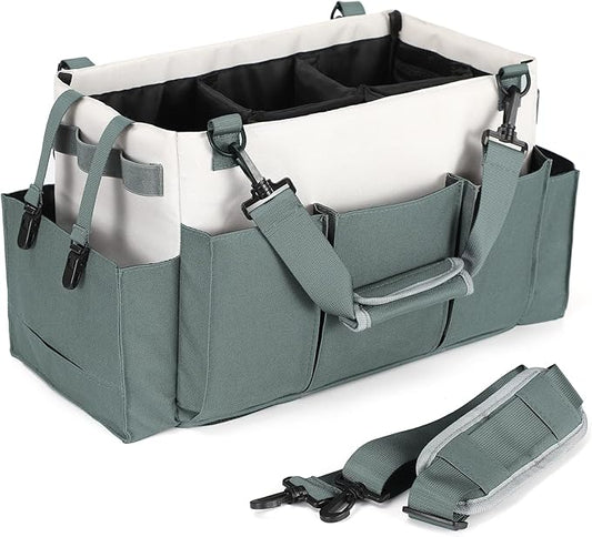 LANDNEOO Cleaning Caddy Organizer with Handle, Wearable Bag for Supplies, Tote Shoulder and Waist Straps, Under Sink Tool Multiple Compartments (Large) (QJB-BLS)