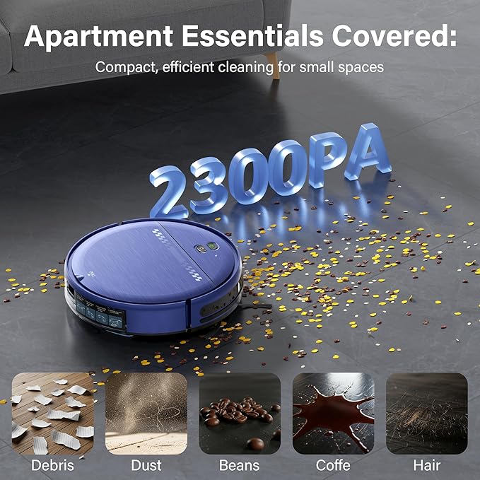 Robot Vacuum and Mop Combo, 2 in 1 Robotic Vacuum Cleaner for Pet Hair, Low Profile Automatic Vacuum Cleaner for Hard Floor and Carpet with App/Voice/Remote Control, Anti-Fall/Anti-Bump, Auto Recharge