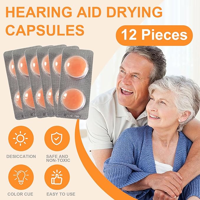 12-Pack Hearing Aid Dryer Capsules C&C Drying Dehumidifier Caps Accessories for Phonak, Starkey and Unitron Charger Case or Any Hearing Aid Case Supplies That can Store Dry Capsules (3Garm)