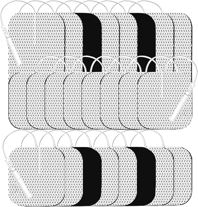 Tens Unit Electrode Pads 24 Pcs 2x2” 2x4” TENS Unit Replacement Pads Reusable Latex Free Pigtail TENS Unit Pads for Multiple Pain Relief Compatible with 7000,AUVON,Etekcity,Nicwell Care TENS