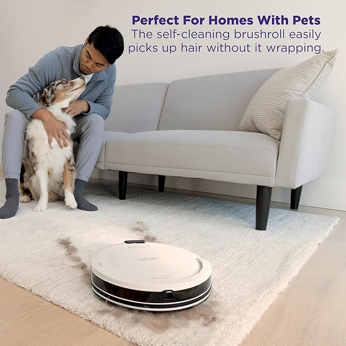 Shark Navigator Robot Vacuum with SmartPath Navigation and Self-Cleaning Brushroll, Powerful Suction, for Carpets & Hard Floors, White, AV2120