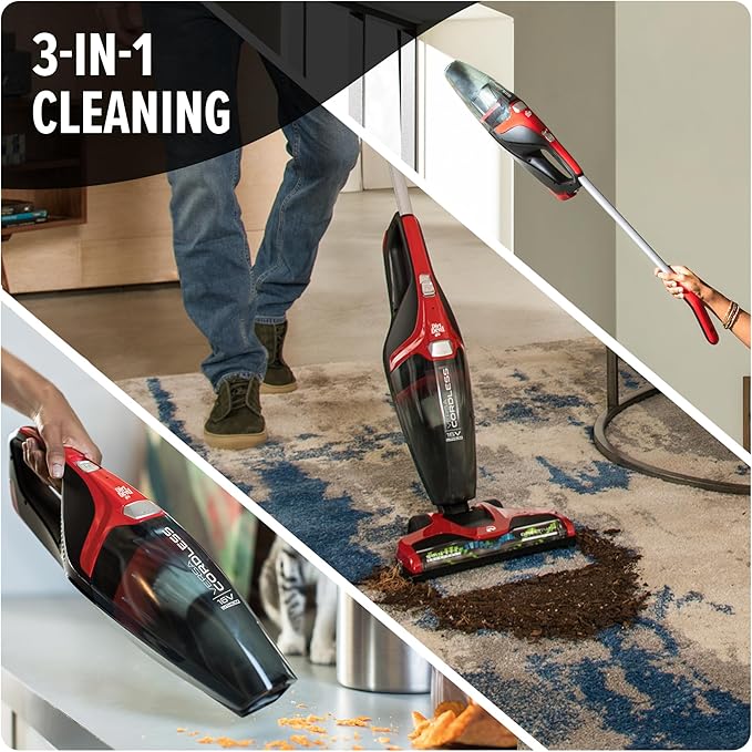 Dirt Devil 3-in-1 Versa Stick Vacuum Cleaner, Lightweight, Rechargeable, Ideal for Pet Hair, Dog Beds, Stairs, and More, Cordless Vacuum Cleaners for Home Use