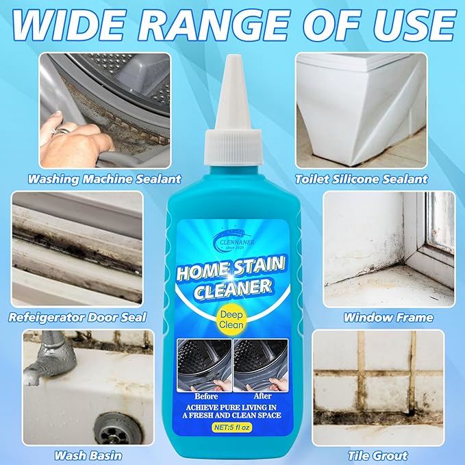 Mold Stain Cleaner Gel, 5 Fl Oz Washing Machine Cleaner for Bathrooms, Showers, Washing Machines, Grime, Grunk and Tiles, Thick Gel Formula Targets Tough Stains and Odors