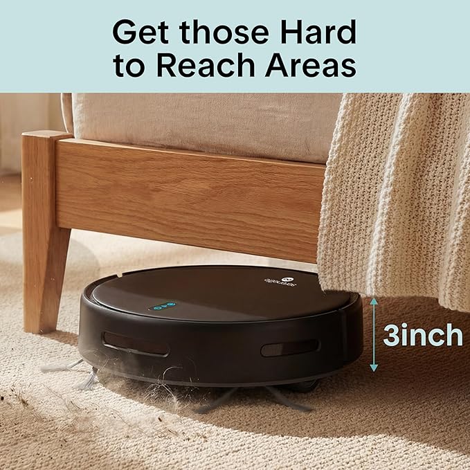 SereneLife Automatic Robot Vacuum Cleaner and Mop Combo, Pro Edition with Upgraded Battery, Extreme Suction, Internal Water Tank - Smart App Control, Ideal for Pet Hair, Carpet and Hard Floors, Black