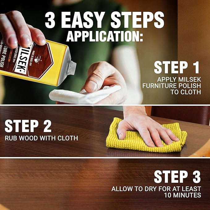 Milsek Furniture Polish, Lemon Oil Furniture Cleaner and Polish Cloth, 12 fl oz