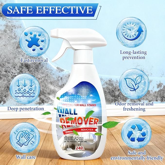 Highly Effective Removal Spray, 8.46 Fl.oz Wall Cleaner Spray, Dirt, Dust And Stain Remover, for Wood, Tile, Fabric, Bathrooms, Kitchens, Long-Term Protection