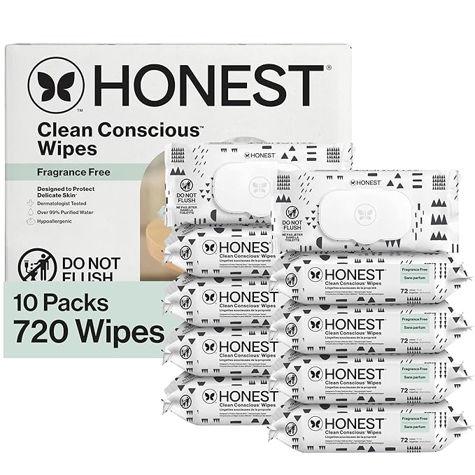 The Honest Company Hypoallergenic Multi-Use Baby Wipes for Sensitive Skin, Pattern Play, 720 Count