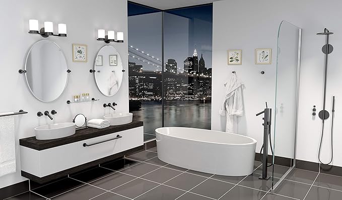 Gatco 4634MX Glam Double Towel Bar, Matte Black, 24 Inch, Double Bar