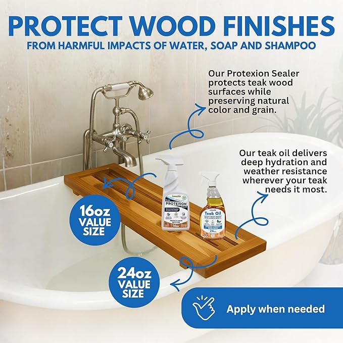 EcoDecors Loveable 24 oz Spray Bottle Teak Oil and Loveable Protection 16 oz Teak Sealer For Outdoor Furniture
