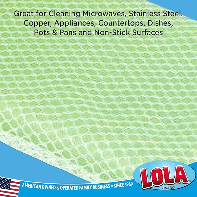 LOLA Nylon Netting Sponge Cleaning Scrubber Pad, 2 Pack, Non Scratch, Safe on Non-Stick Surfaces Coated Cookware & Dishes - Gentle Effective Cleaning