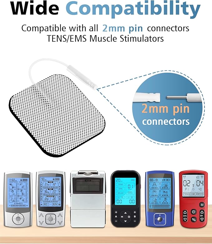 TENS Unit Replacement Pads 40PCS Value Pack, BHK-TENS Reusable Latex-Free Electrodes Pads Compatible with AUVON TENS, TENS 7000 Unit, Neocarbon TENS, Comfytemp TENS, Etekcity TENS, TENKER TENS(White)