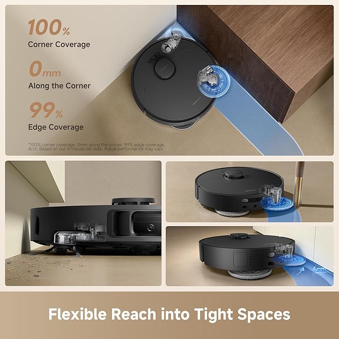 DREAME L40 Ultra Gen 2 Robot Vacuum and Mop with 25,000Pa Suction, Extendable Side Brush and Mop, All-in-One Self-Emptying & Cleaning Dock, Voice & App Control, Black