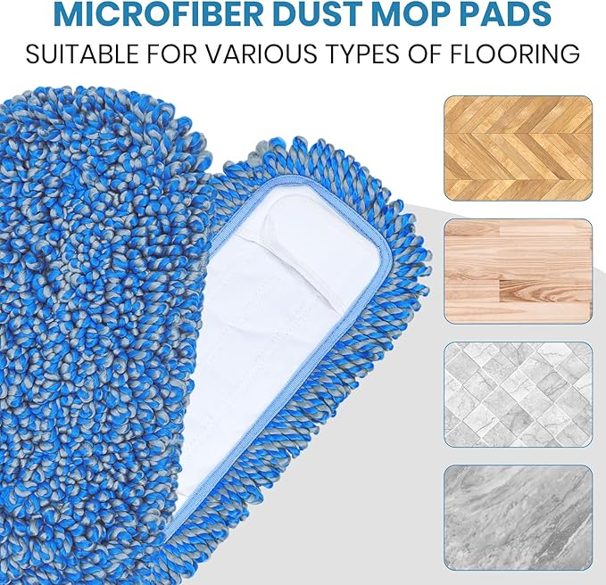 2 Pack Replacement Dust Mop Pads Machine Washable Microfiber Mop Pad for Hardwood Floor Cleaning Reusable Refill Mop Pads for MAVRIZ Dust Mop