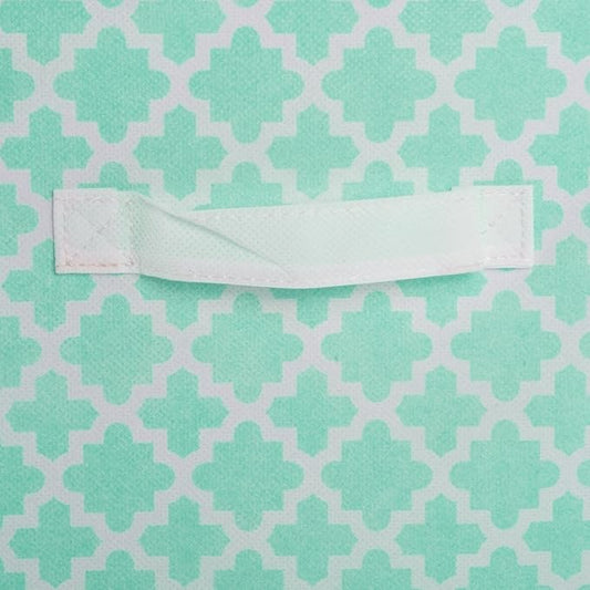 DII Non Woven Polyester Storage Bin, Lattice, Aqua, Small Set of 4