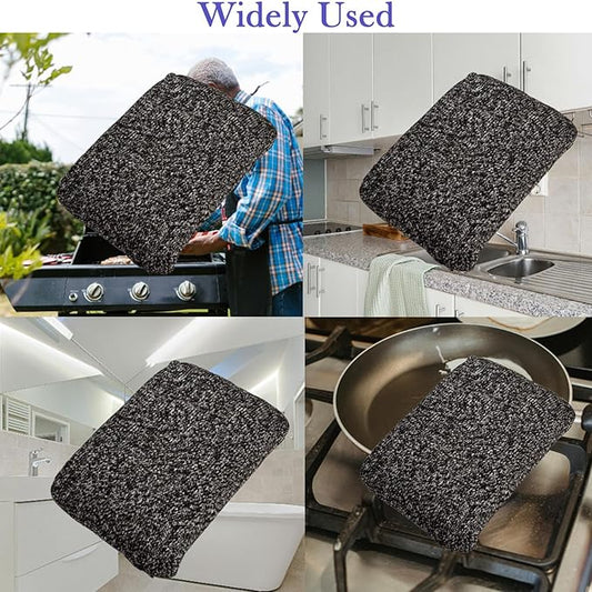Heavy Duty Kitchen Sponge, 2-Pack Grey Scrubber, Scratch-Free and Cut-Resistant for Non-Stick Cookware, Multi-Purpose Cleaning Supplies for Kitchen and Bathroom Sinks