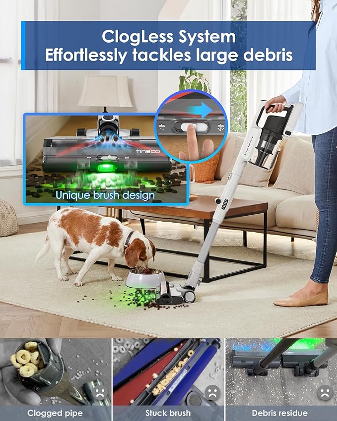 Tineco Pure ONE A50S Cordless Stick Vacuum Cleaner, 3DSense Power Brush with 1L Larger Dustbin, 185W Suction, PureCyclone Tech, Easily Tackles Large Debris
