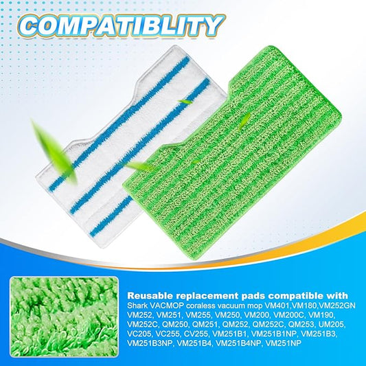 KEEPOW Reusable Microfiber Mop Pads Compatible with Shark VACMOP VM252 VM200 VM401 VM180 VM252GN VC205 VM250 Cordless Hard Floor Vacuum Mop, Compatible with VACMOP Replacement Pads, 1+1+1+1 Pack