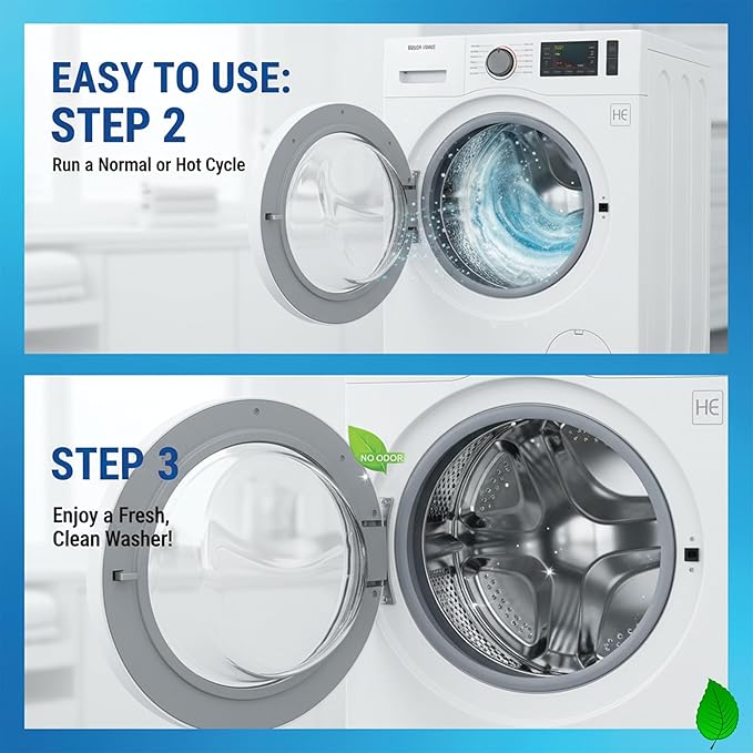 Washing Machine Cleaning Tablets Washer Cleaner & Descaler, 24 Count (12-Month Supply) for Front Load, Top Load & HE Washers | Appliance Maintenance & Residue Removal