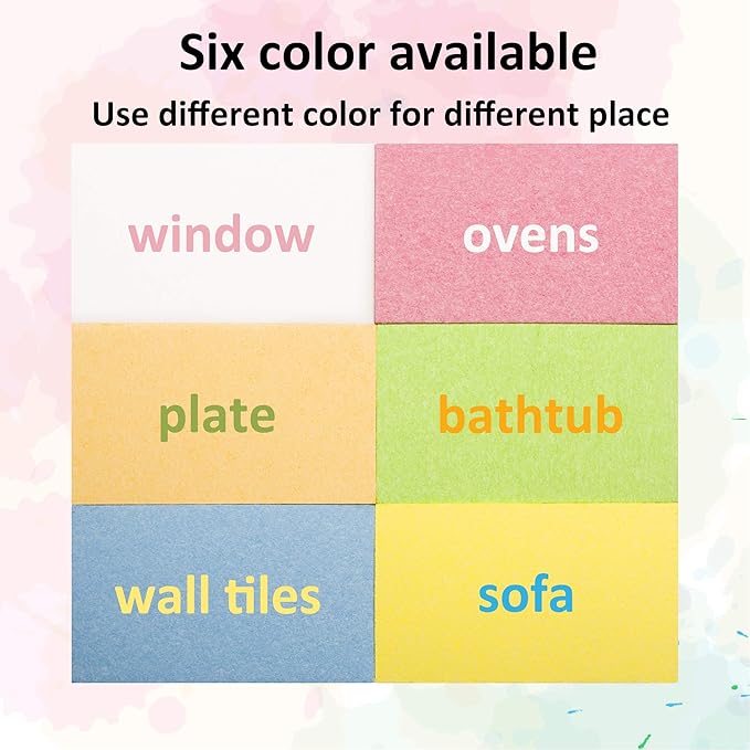 ARCLIBER Cleaning Scrub Sponge,Cellulose Non-Scratch for Kitchen,Bathroom,Cars,Colorful Compressed Sponge (18 Pack)