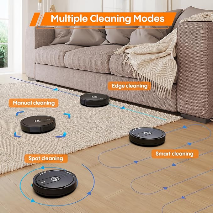 Robot Vacuum and Mop Combo, 3-in-1 Robot Vacuum Cleaner with 5000Pa, Smart Navigation Robotic Vacuums with Multi-Surface Cleaning, 2.87" Super Slim, Wi-Fi/App/Alexa, for Pet Hair Hard Floors Carpet