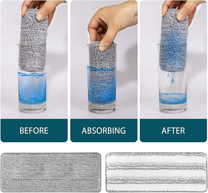 4 Pack Mop Replacement Pads Compatible with Joymoop Flat Mop or Mop Bucket Set - Microfiber Flat Mop Pads for All 13" X 4.9" Squeeze Flat Floor Mop - Washable Mop Head Replacement